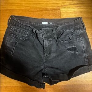 Old Navy Mid Rise Black Distressed Women’s Boyfriend Denim Shorts